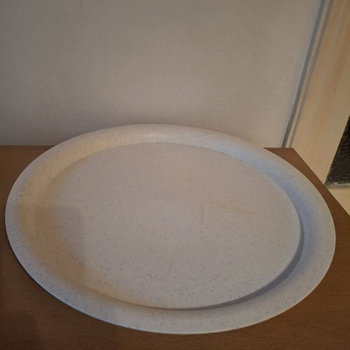 Plastic serving tray used, white