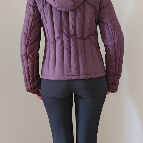 Down jacket size S purple like new with detachable hood