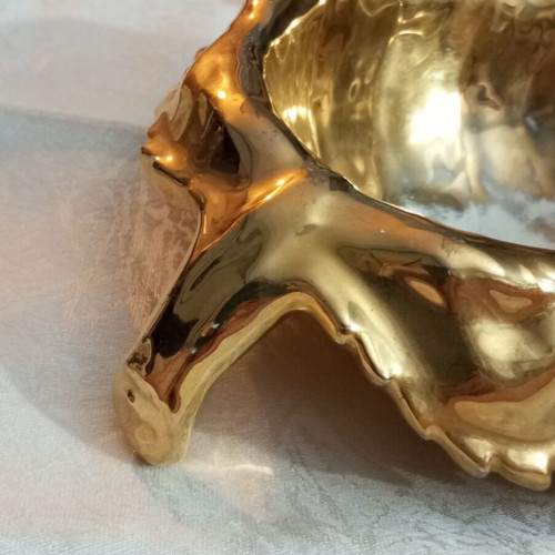 Christian Dior Galle gold-plated ceramic and porcelain ashtray 1960s