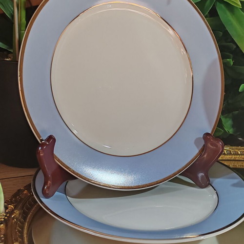 Royal Doulton dessert plates set of 4, blue and gold porcelain