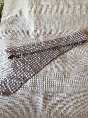 Fabric belt new, long sash style, beige-white checkered