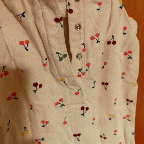 Vertbaudet overalls 74 cm like new with cherries and ribbon