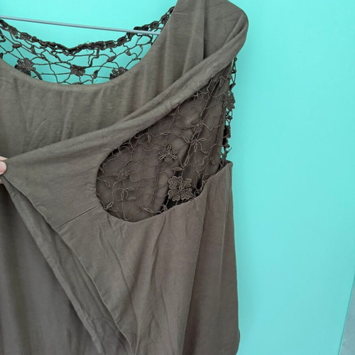 Sky Butterfly Blouse used, khaki with open lace back