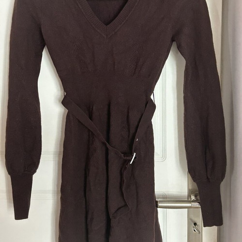 Karen Millen short wool dress with belt, brown