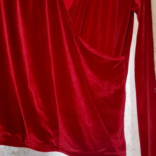 Elastic velvet crossover blouse like new, pink size M
