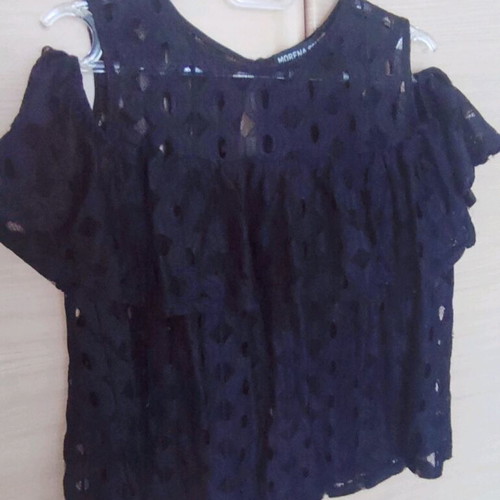 Top blouse with perforated design, size M, black, like new