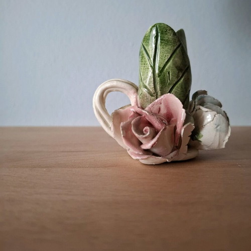 Vintage Capodimonte decorative candlestick used with porcelain flowers