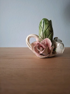 Vintage Capodimonte decorative candlestick used with porcelain flowers