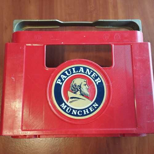 Paulaner beer bottle carrier half-size used