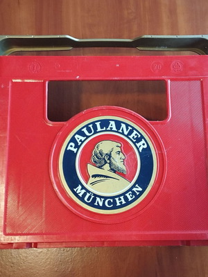 Paulaner beer bottle carrier half-size used