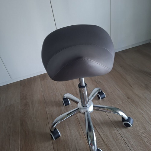 Saddle stool, 360° swivel, adjustable height 46-57cm, grey