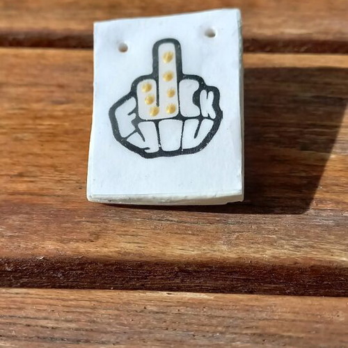 Ceramic pin handmade, new, black and gold