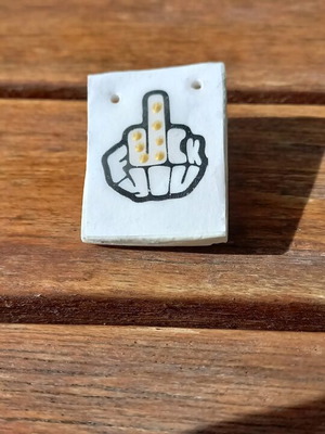 Ceramic pin handmade, new, black and gold