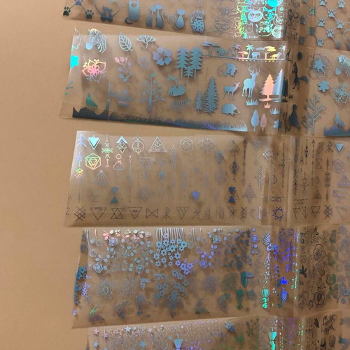 Ολογραφικά αυτοκόλλητα νυχιών Aurora Glass καινούργιο, πακέτο 5 τεμ.