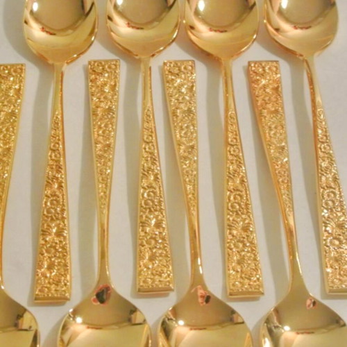 Cosmos Golden Fresco Cutlery Set 100 Pieces Gold Plated New