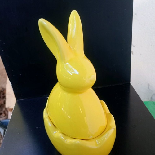 Easter bunny basket used, decorative figurine