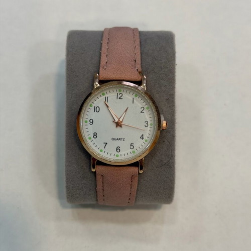 Women's watch with white dial and pale pink strap new