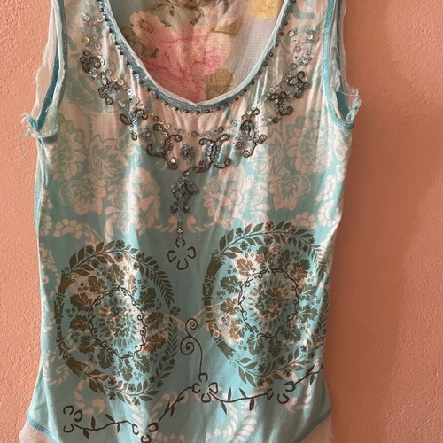 Women's blouse in medium, multicolored with turquoise as the main color