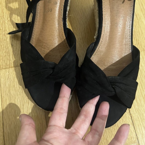 Black Suede Platform Sandals Size 38 Like New