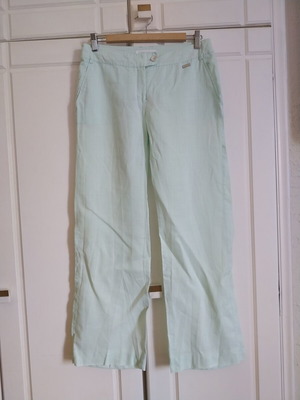 Mango pants like new, 100% ramie, turquoise, size M