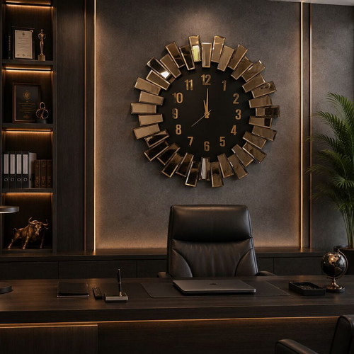 Decorative Bronze Wall Clock 80x80cm Analog New
