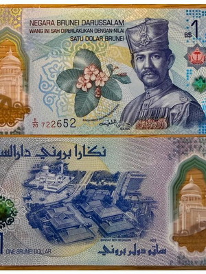 Μπρουνέι 1 Ringgit Dollar 2024 πολυμερές χαρτονόμισμα, Σουλτάνος Χασάναλ P #35 UNC