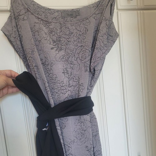 Toi&Moi women's dress, grey melange/purple, loose fit with floral pattern