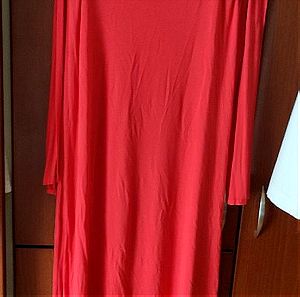 Κοραλί αέρινο φόρεμα μάξι με φουλαρι