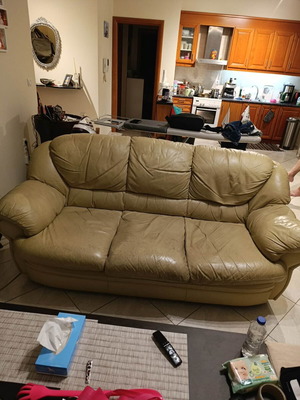 Three-seater leather sofa used