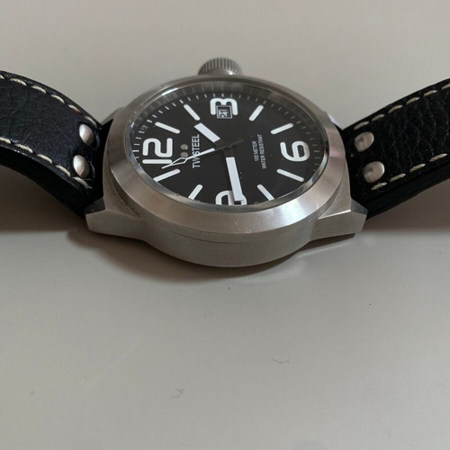 TW Steel Canteen TW2R 45mm watch like new, black leather strap