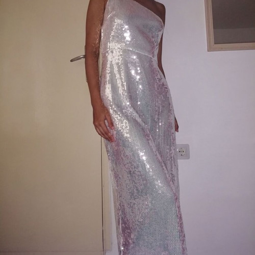 Pretty Lavish long sequin dress with one shoulder, size M (EU 40)