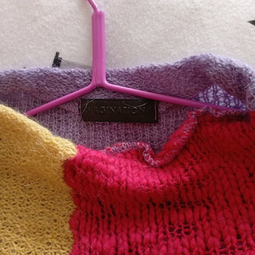 Women's wool and mohair jumper used, size S, multicolored