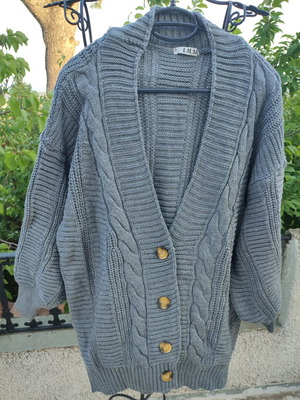 Wool oversized cardigan unused, gray, one size