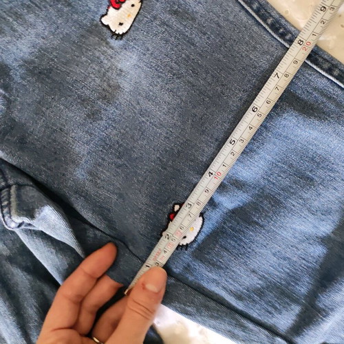 Hello Kitty denim jeans used, Y2K aesthetic, blue