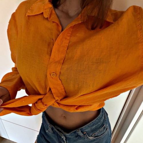 Linen shirt Zara like new, size S, orange
