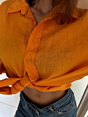 Linen shirt Zara like new, size S, orange