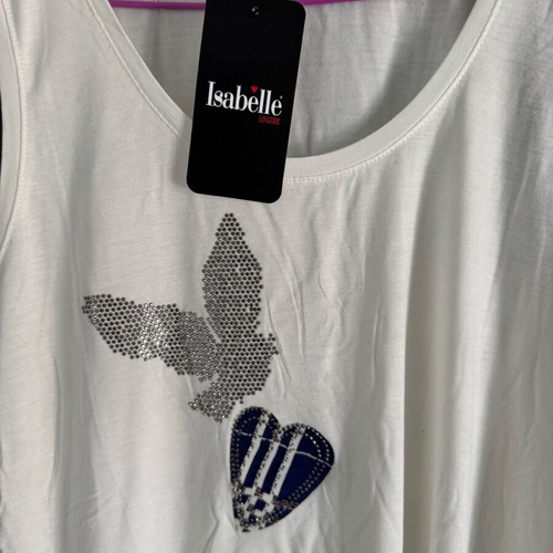 Women's sleeveless blouse new, white with design