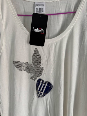 Women's sleeveless blouse new, white with design