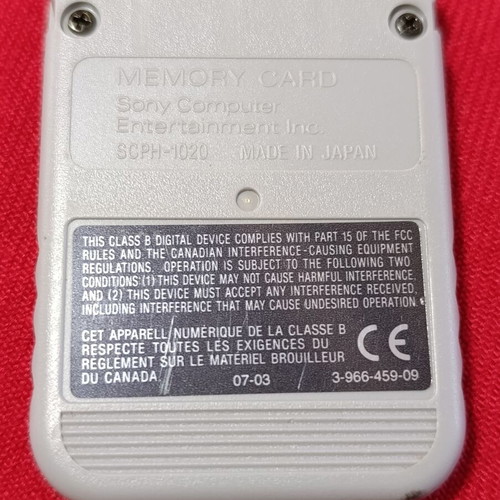 Sony PlayStation 1 memory card used, 1MB storage, gray