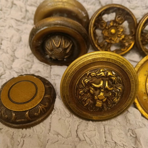 Vintage metal knobs set used with antique designs
