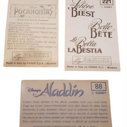 Panini Beauty and the Beast, Aladdin, Pocahontas stickers pack of 25 used
