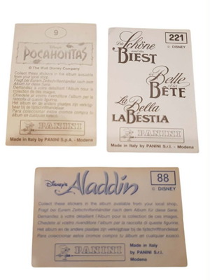Panini Beauty and the Beast, Aladdin, Pocahontas stickers pack of 25 used