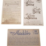 Panini Beauty and the Beast, Aladdin, Pocahontas stickers pack of 25 used