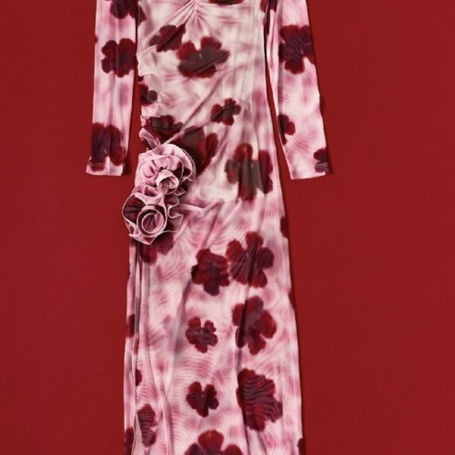 Lumina pink maxi dress new with detachable flower pins