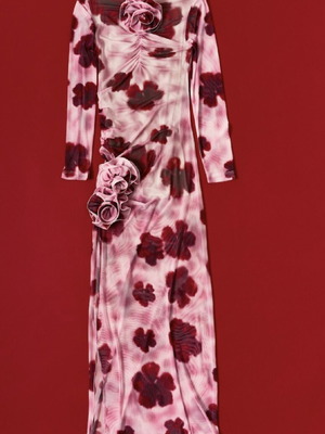 Lumina pink maxi dress new with detachable flower pins