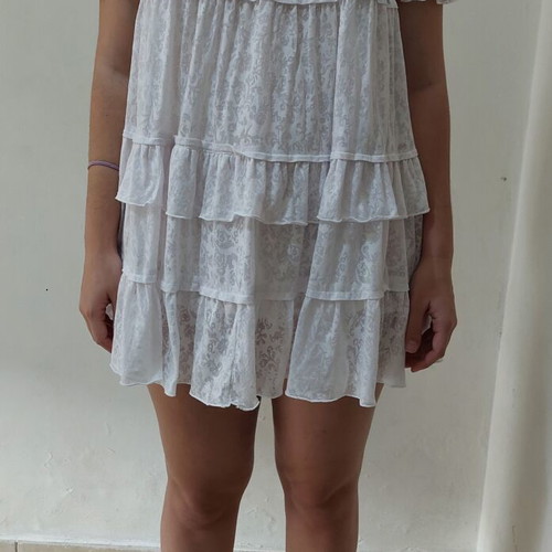 Women's mini dress used, white and gray, size S
