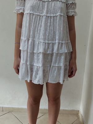 Women's mini dress used, white and gray, size S