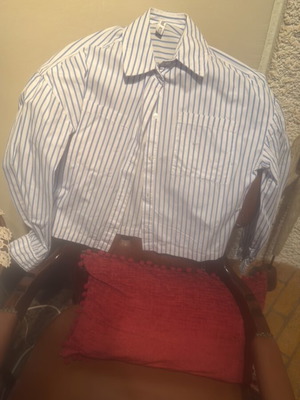 Crop ριγέ πουκάμισο νούμερο 38 σαν καινούργιο, άσπρο και μπλε