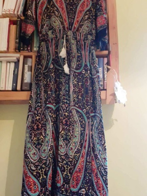 Maxi dress like new, boho style with colorful paisley pattern