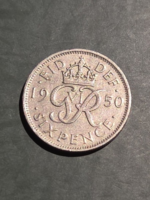 British Sixpence Coin 1950 George VI